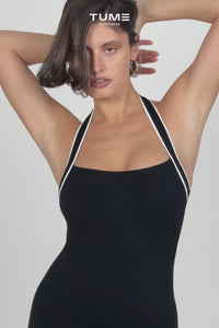 SuperSculpt Two Tone Halter Neck Bodysuit