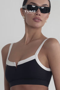 SuperSculpt Two Tone V Notch Sports Bra