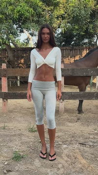 Pure Twist Top with Pure Capri Leggings, 360 view